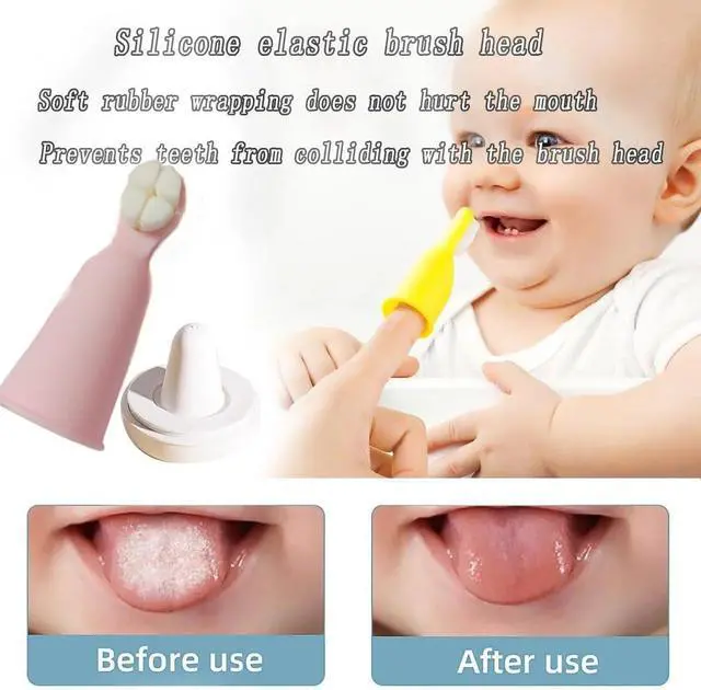 Alt view image 4 of 6 - Baby Finger Toothbrush for Infants and Toddlers 0 to 3 Years Soft Silicone Teething Brush with Tongue Cleaner | Gentle Gum Massager for Newborns, Babies & Young Kids | Pack of 2