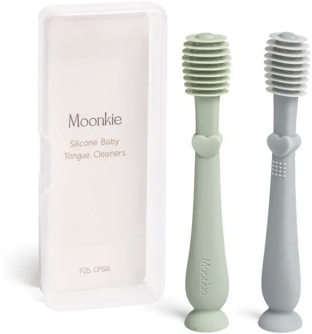 Main image of Baby Tongue Cleaner, Toddler Toothbrush, Baby Oral Cleaner Newborn Kit for 3 Months+, 2 Pcs (Blue/Mint)
