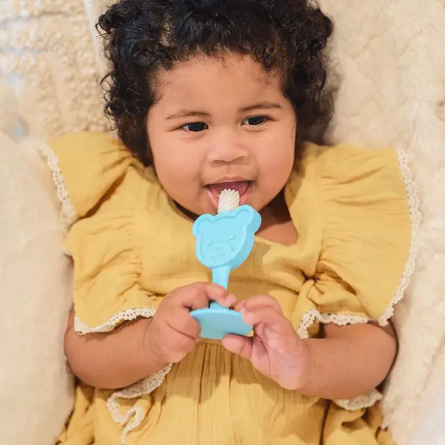 Alt view image 6 of 7 - Infant-to-Toddler Training Teether Toothbrush - 0-2 Years - 360° Soft Silicone, Promotes Safe Brushing, Baby & Kids Health - Teddy Bear Design Oral Care - 1 Unit