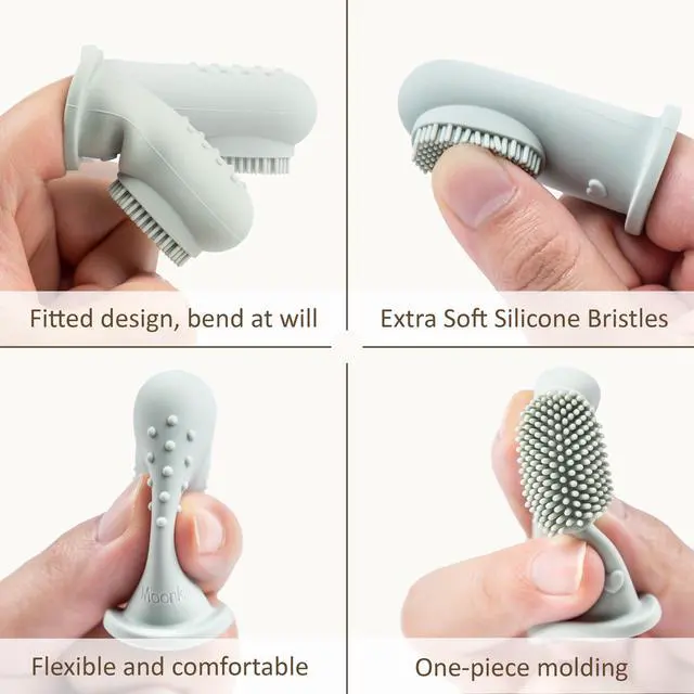 Alt view image 6 of 7 - Baby Finger Toothbrush Tongue Oral Cleaner Kit for 3 Months +, 3 Pcs (Blush/Pale Mauve/Blush)