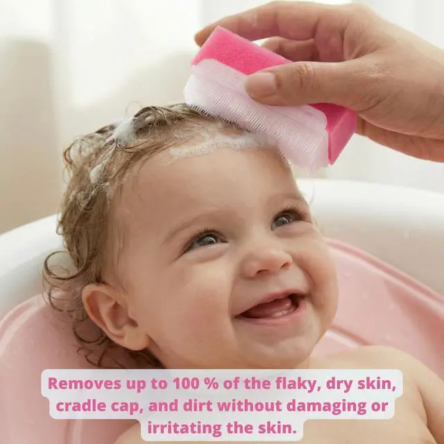 Alt view image 6 of 7 - Cradle Cap Brush for Babies - Cradle Cap Treatment | Baby Sponge for Bathing | Baby Brush and Comb Set Newborn | Baby Comb & Scalp Scrubber (Set of 6 - Pink)