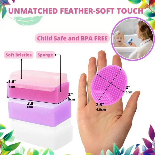 Alt view image 5 of 7 - Cradle Cap Brush for Babies - Cradle Cap Treatment | Baby Sponge for Bathing | Baby Brush and Comb Set Newborn | Baby Comb & Scalp Scrubber (Set of 6 - Pink)
