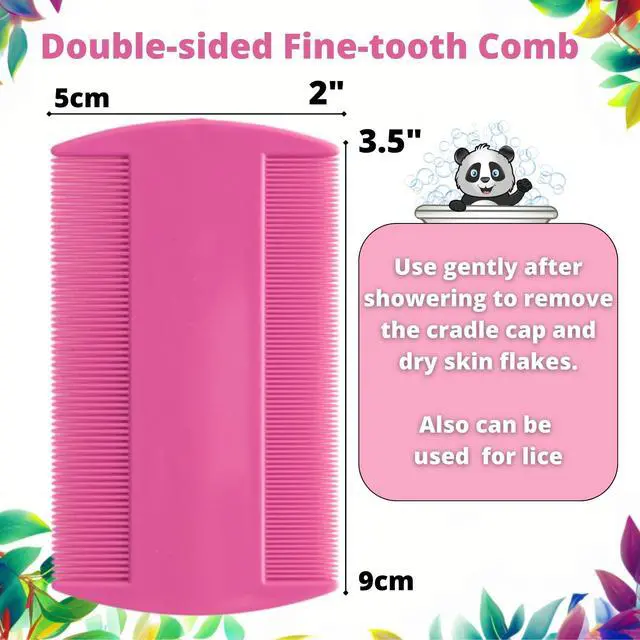 Alt view image 7 of 7 - Cradle Cap Brush for Babies - Cradle Cap Treatment | Baby Sponge for Bathing | Baby Brush and Comb Set Newborn | Baby Comb & Scalp Scrubber (Set of 6 - Pink)