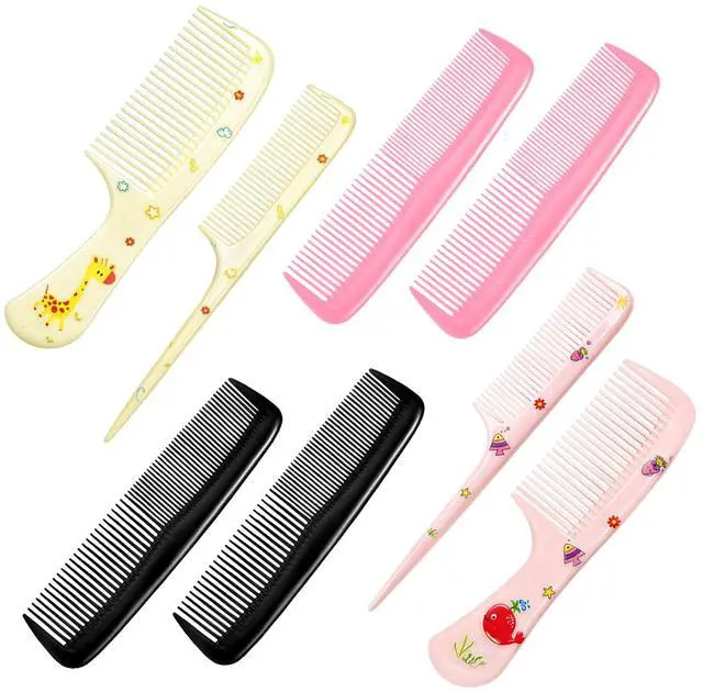 Main image of Cute Baby Hair Comb Set for Girls - 8Pcs Tooth Comb & Rat Tail Comb for Toddlers, Kids - Mini Plastic Travel Comb for Detangling, Styling, Parting - Anti-Static for Wet/Dry Hair