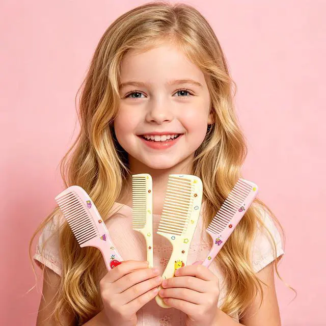 Alt view image 4 of 6 - Cute Baby Hair Comb Set for Girls - 8Pcs Tooth Comb & Rat Tail Comb for Toddlers, Kids - Mini Plastic Travel Comb for Detangling, Styling, Parting - Anti-Static for Wet/Dry Hair