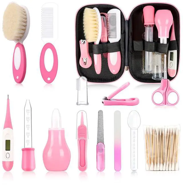 Main image of Baby Grooming KitInfant Safety Care Setwith Hair Brush Comb Nail Clipper Nasal Aspirator, Baby Essentials Kit for Newborn Girls Boys (14 PC-Pink Kit)