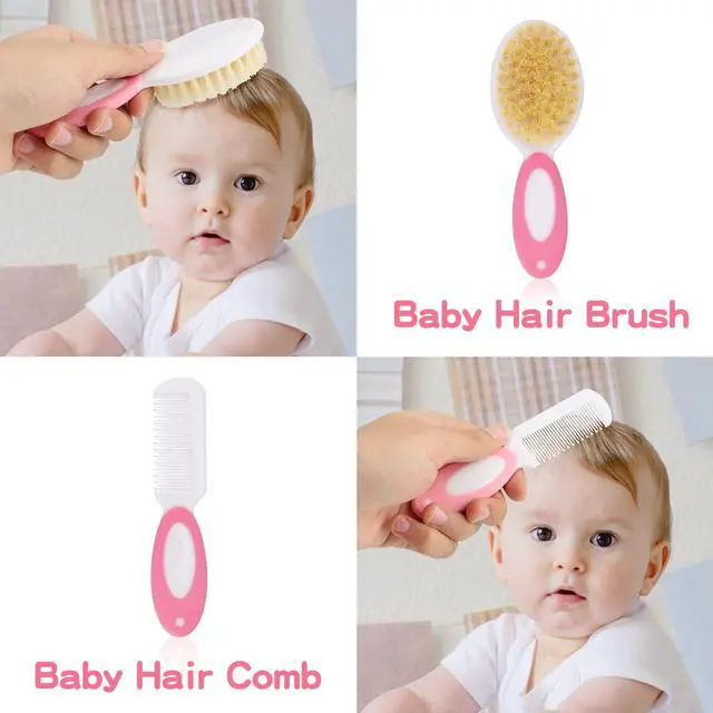 Alt view image 5 of 7 - Baby Grooming KitInfant Safety Care Setwith Hair Brush Comb Nail Clipper Nasal Aspirator, Baby Essentials Kit for Newborn Girls Boys (14 PC-Pink Kit)