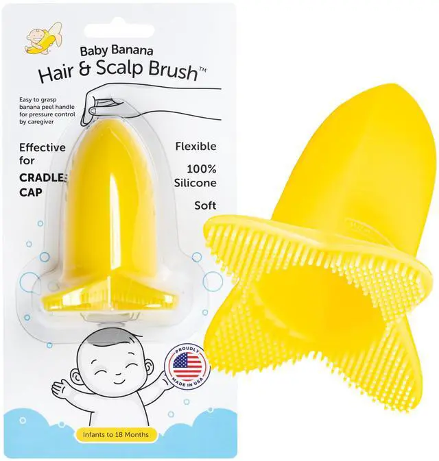 Main image of Hair & Scalp Brush for Cradle Cap and Bathtime, Made in USA, Infant to 12 Months, Flexable, Variable Pressure Scalp and Body Scrubber, Sensory Stimulation, Essential Baby Shower Gift