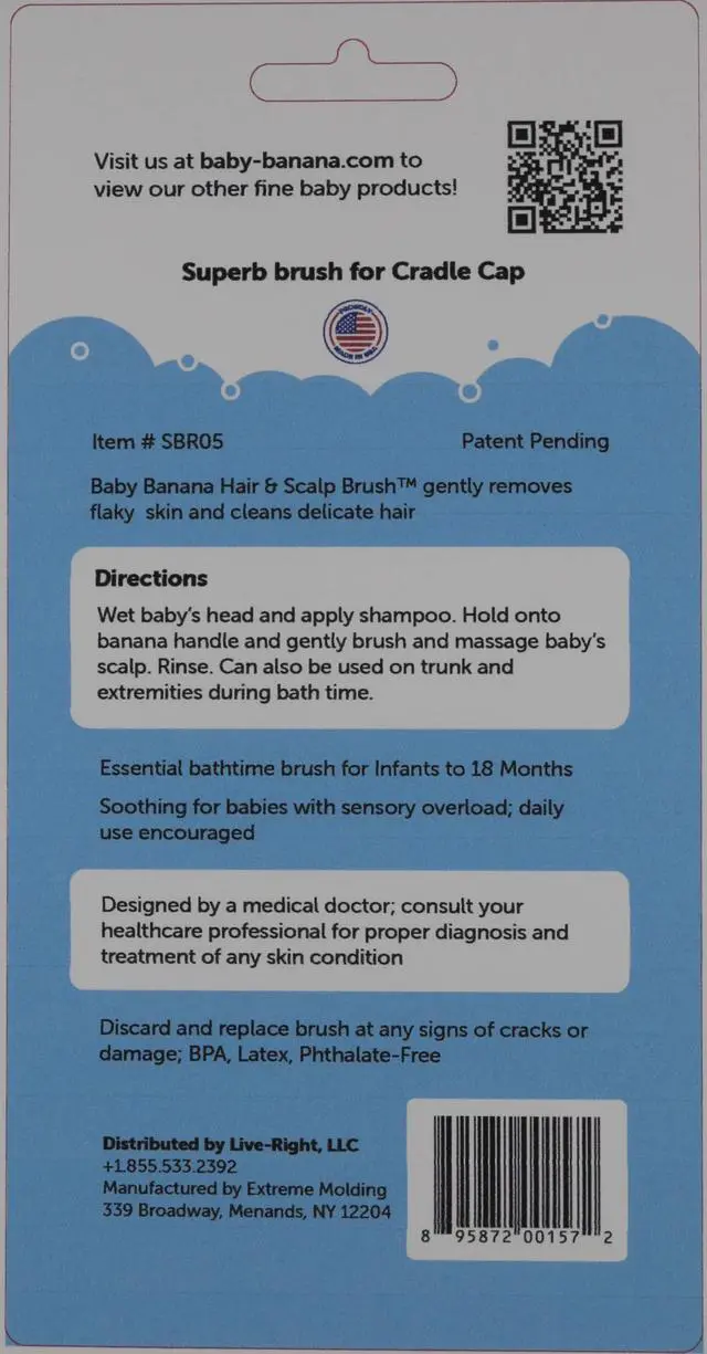 Alt view image 7 of 7 - Hair & Scalp Brush for Cradle Cap and Bathtime, Made in USA, Infant to 12 Months, Flexable, Variable Pressure Scalp and Body Scrubber, Sensory Stimulation, Essential Baby Shower Gift