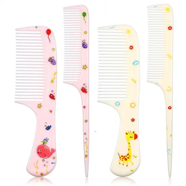 Main image of 4Pcs Baby Hair Comb, Kids Hair Brush Set for Girls Boys, Cute Hairs Comb Set Toddler Hairs Comb, Mini Comb Rat Tail Hairs Styling for Toddler Child's Hair Travel Style A)