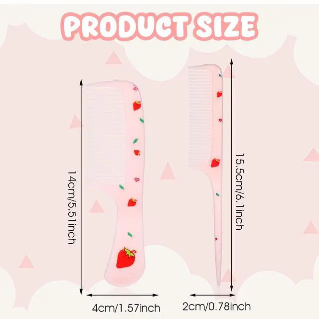 Alt view image 2 of 7 - Baby Comb Set, Small Cute Fine Tooth Toddler Comb & Rat Tail Baby Comb for Styling, Pink Baby Hair Comb Plastic Parting Combs, Anti-Static Mini Hairdressing Comb for Baby Girl Wet Dry Hair (2Pcs)