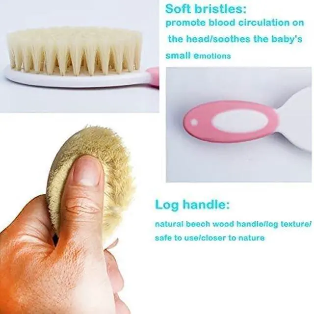 Alt view image 3 of 4 - Baby Hair Brush and Comb Set, Baby Brush with Soft Natural Bristles