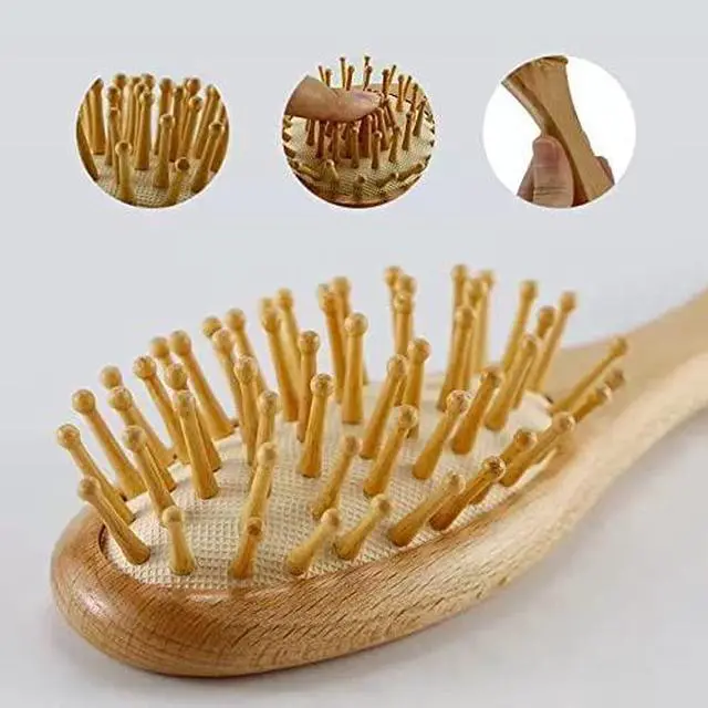 Alt view image 5 of 6 - Baby Hair Brush and Comb Set for Newborn| Natural Wooden Hairbrush with Soft Goat Bristles, Pear Wood Comb and Wooden Massage Brush for Infant, Toddler, Kids