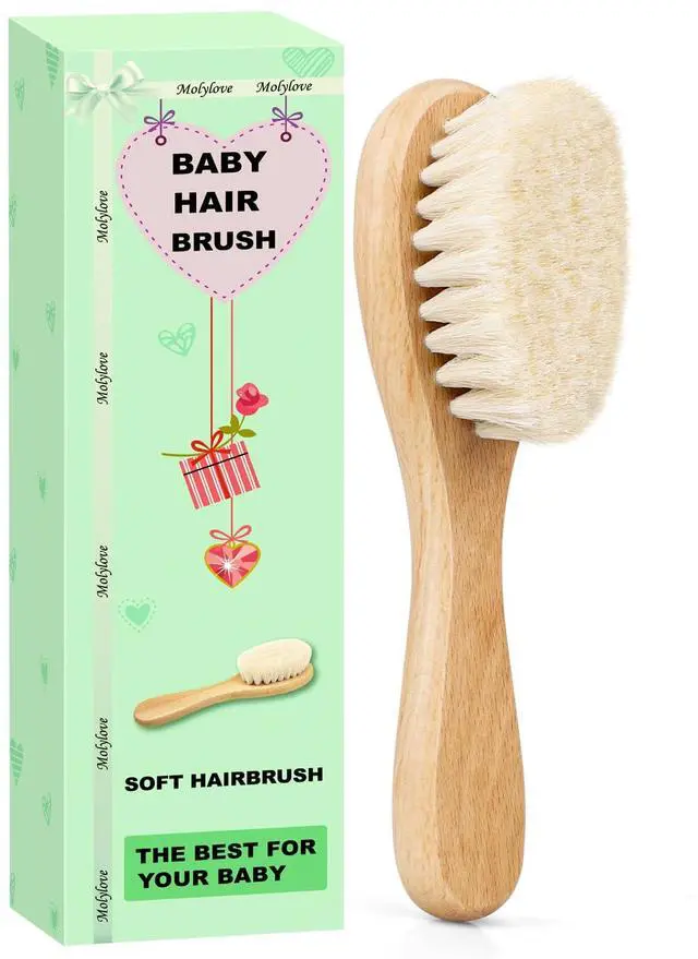 Main image of Baby Hair Brush, Wooden Goat Bristles Hair Brush for Newborns & Toddlers, Ideal for Cradle Cap, Perfect Baby Registry Gift, Hypoallergenic, 1 Count