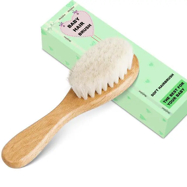 Alt view image 2 of 7 - Baby Hair Brush, Wooden Goat Bristles Hair Brush for Newborns & Toddlers, Ideal for Cradle Cap, Perfect Baby Registry Gift, Hypoallergenic, 1 Count