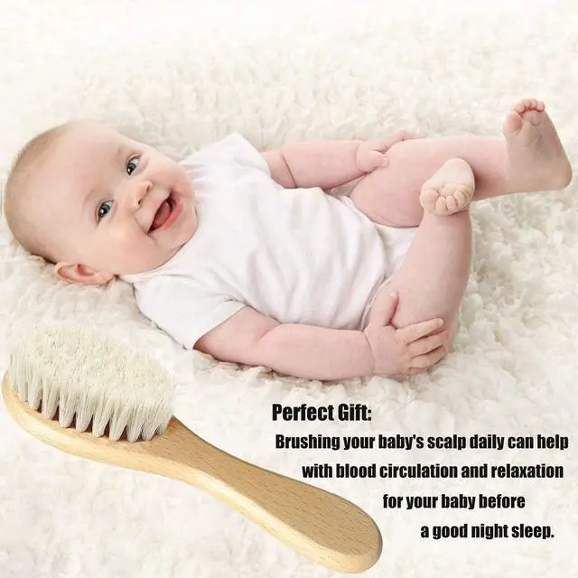Alt view image 7 of 7 - Baby Hair Brush, Wooden Goat Bristles Hair Brush for Newborns & Toddlers, Ideal for Cradle Cap, Perfect Baby Registry Gift, Hypoallergenic, 1 Count