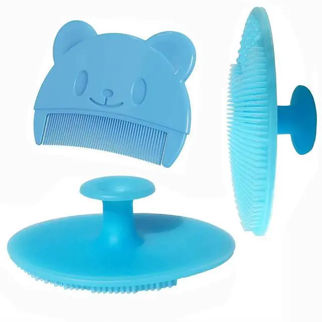 Main image of Baby Bath Brush, Baby Cradle Cap Brush, Silicone Massage Brush, Baby Comb, Children's Comb3pcs (Blue)