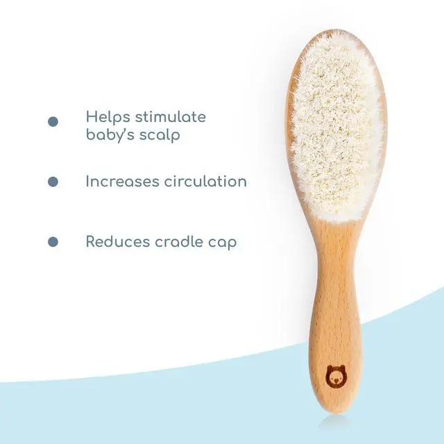 Alt view image 3 of 7 - Soft Wooden Baby Hair Brush for Newborns & Toddlers in Chic Gift Box - Ultra Soft Natural Goat Hair - Perfect Registry Gift (Goat hair brush - Oval)