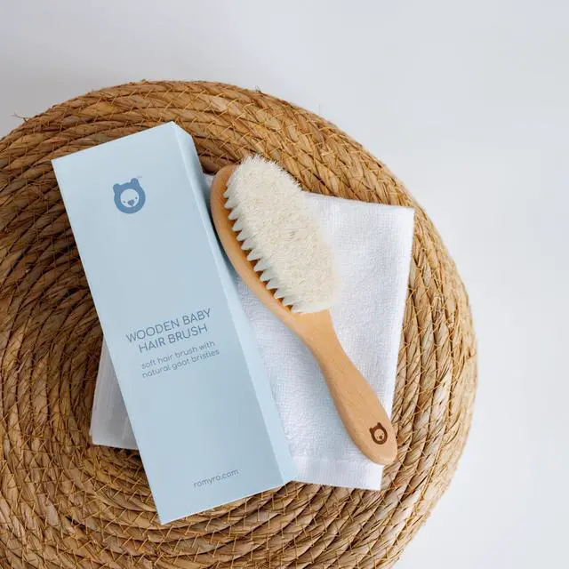 Alt view image 7 of 7 - Soft Wooden Baby Hair Brush for Newborns & Toddlers in Chic Gift Box - Ultra Soft Natural Goat Hair - Perfect Registry Gift (Goat hair brush - Oval)