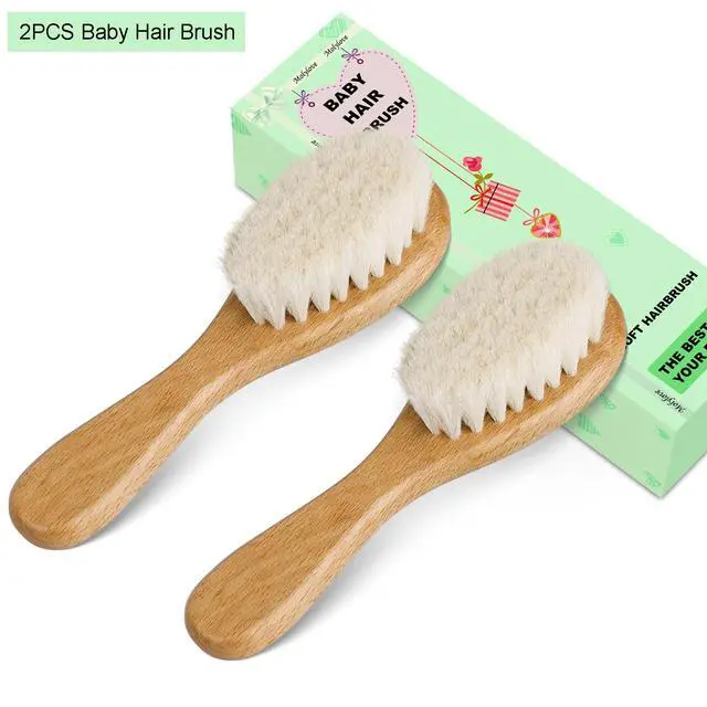 Alt view image 2 of 7 - Baby Hair Brush, Wooden Baby Hair Brush for Newborns & Toddlers, Super Soft Goat Bristles Hair Brush, Toddler Hair Brush,Ideal for Cradle Cap (2PCS)