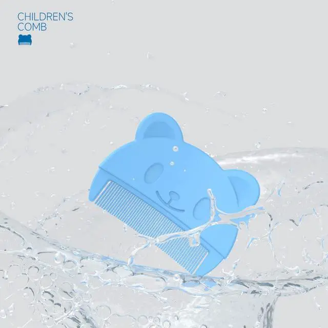 Alt view image 5 of 5 - Baby Bath Brush, Baby Cradle Cap Brush, Silicone Massage Brush, Baby Comb, Children's Comb3pcs (Blue)