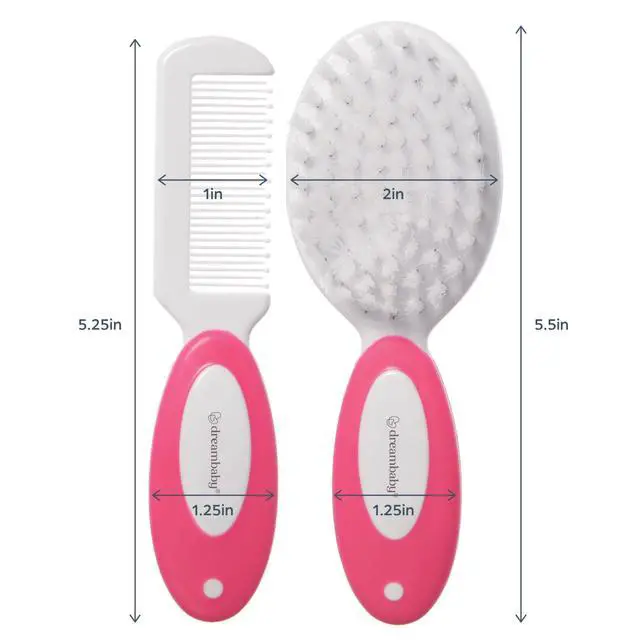Alt view image 3 of 6 - Deluxe Baby Brush and Comb Set - Super Soft Bristles & Non-Scratch Comb - Easy-Grip Toddler Handle for Newborn Girls - Pink