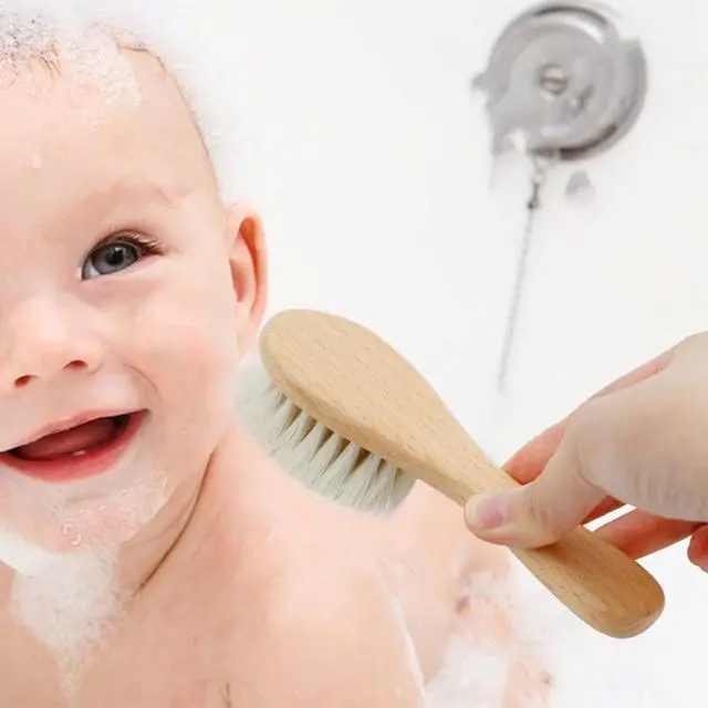 Alt view image 7 of 7 - Baby Hair Brush, Wooden Baby Hair Brush for Newborns & Toddlers, Super Soft Goat Bristles Hair Brush, Toddler Hair Brush,Ideal for Cradle Cap (2PCS)