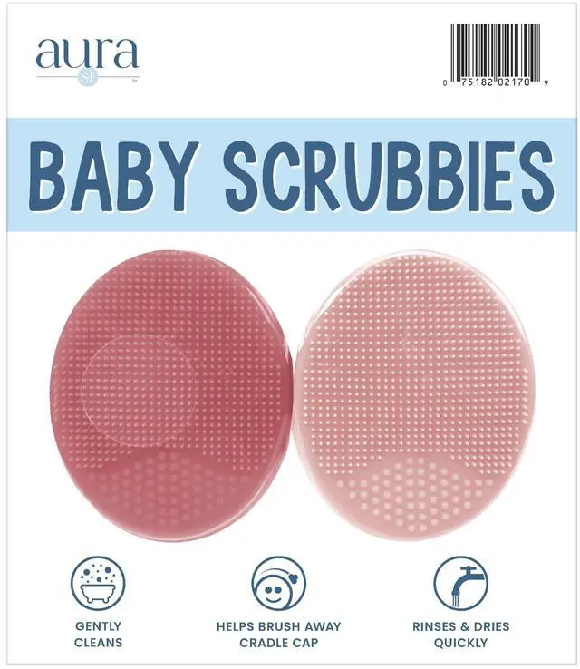 Main image of Exfoliating and Massaging Cradle Cap Bath Brushes for Baby, Silicone - 2 Inch x 2.5 Inch, Pink, 2 Pack