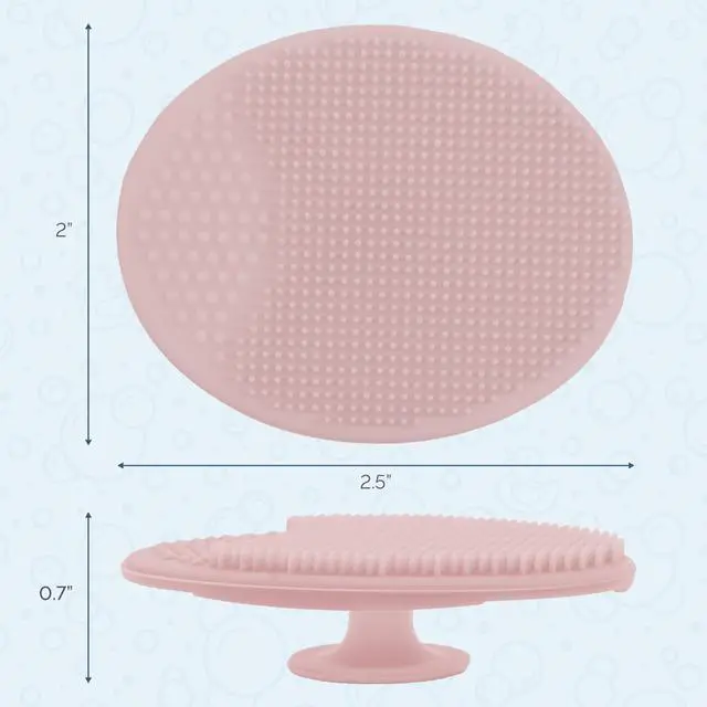 Alt view image 6 of 7 - Exfoliating and Massaging Cradle Cap Bath Brushes for Baby, Silicone - 2 Inch x 2.5 Inch, Pink, 2 Pack