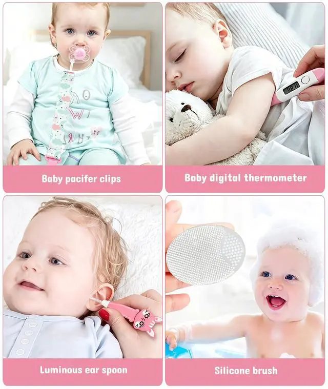 Alt view image 5 of 7 - Baby Healthcare and Grooming Kit, Safety Newborn Nursery Baby Care Kit, with Hair Brush Comb, Nail Clipper, Thermometer, Pacifier Clip, Baby Registry Search, Baby Girl Boy Newborn Essentials
