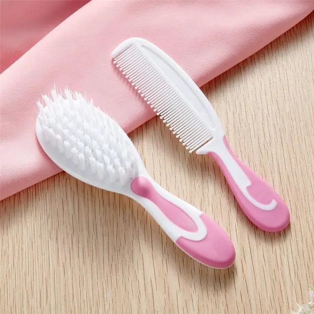 Alt view image 2 of 7 - Baby Hair Brush and Comb Sets, New Born Baby Hair Brushes, Perfect Baby Registry Gift for Newborns(Pink)
