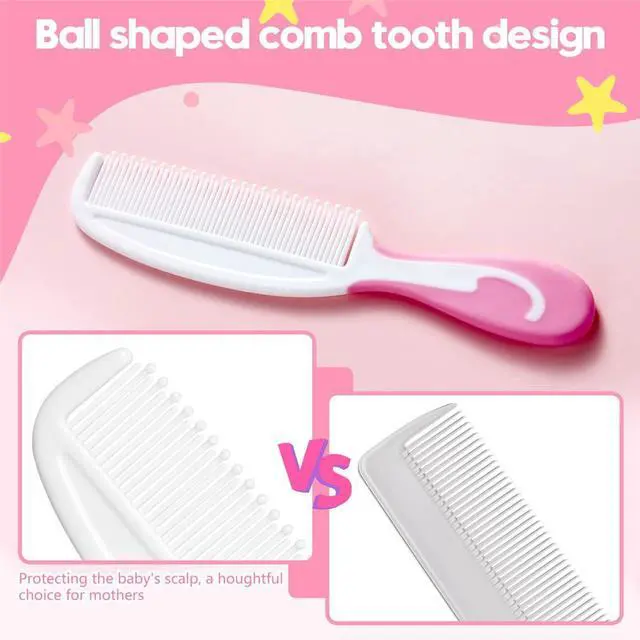 Alt view image 4 of 7 - Baby Hair Brush and Comb Sets, New Born Baby Hair Brushes, Perfect Baby Registry Gift for Newborns(Pink)
