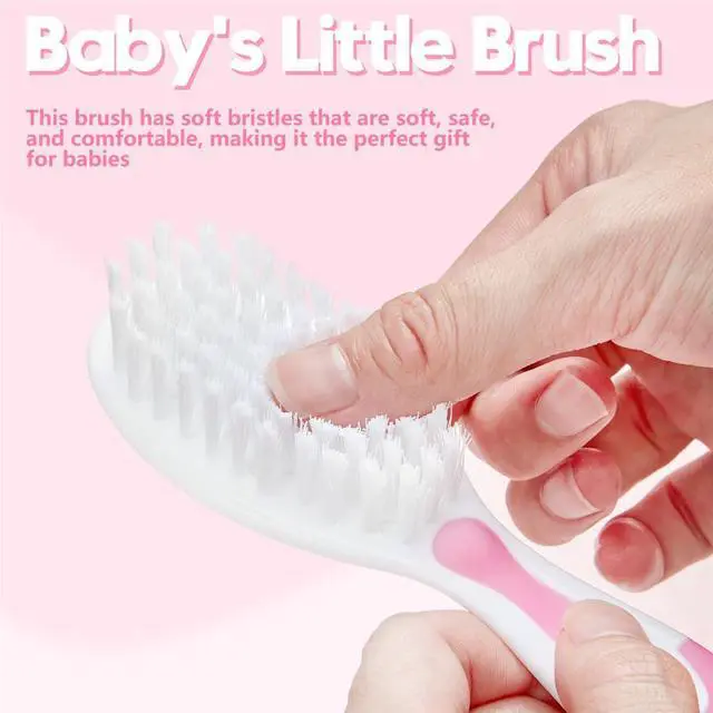 Alt view image 3 of 7 - Baby Hair Brush and Comb Sets, New Born Baby Hair Brushes, Perfect Baby Registry Gift for Newborns(Pink)