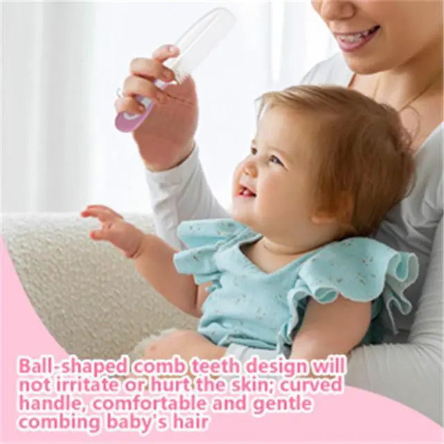 Alt view image 7 of 7 - Baby Hair Brush and Comb Sets, New Born Baby Hair Brushes, Perfect Baby Registry Gift for Newborns(Pink)