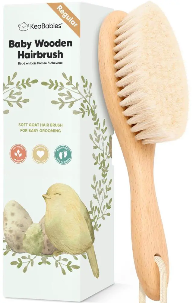 Main image of Wooden Baby Hair Brush for Toddler, Infant Cradle Cap (Walnut, Regular)
