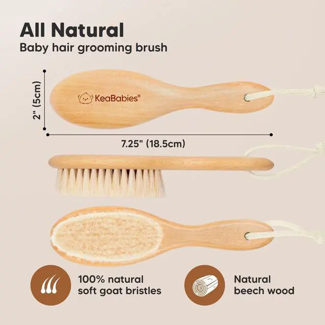 Alt view image 2 of 7 - Wooden Baby Hair Brush for Toddler, Infant Cradle Cap (Walnut, Regular)