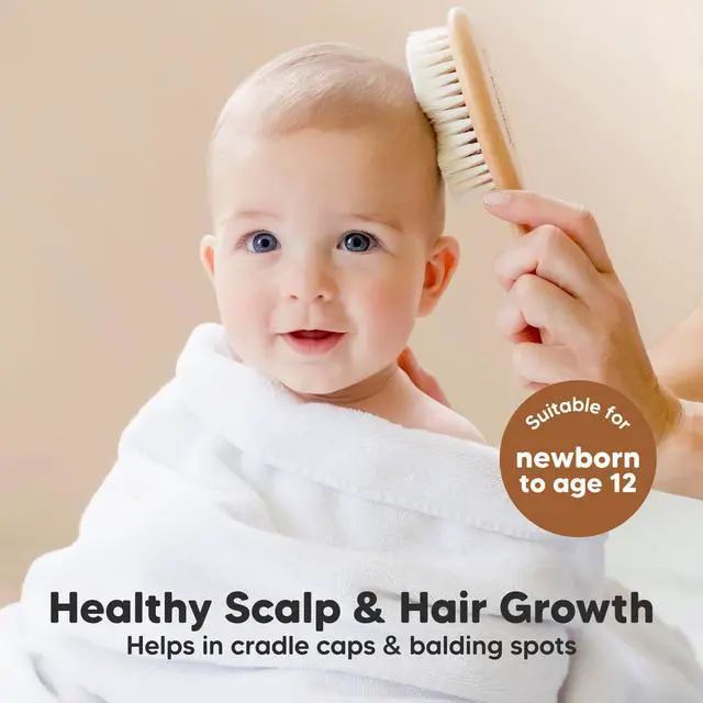 Alt view image 3 of 7 - Wooden Baby Hair Brush for Toddler, Infant Cradle Cap (Walnut, Regular)