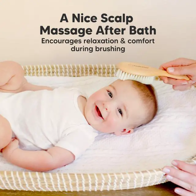 Alt view image 5 of 7 - Wooden Baby Hair Brush for Toddler, Infant Cradle Cap (Walnut, Regular)