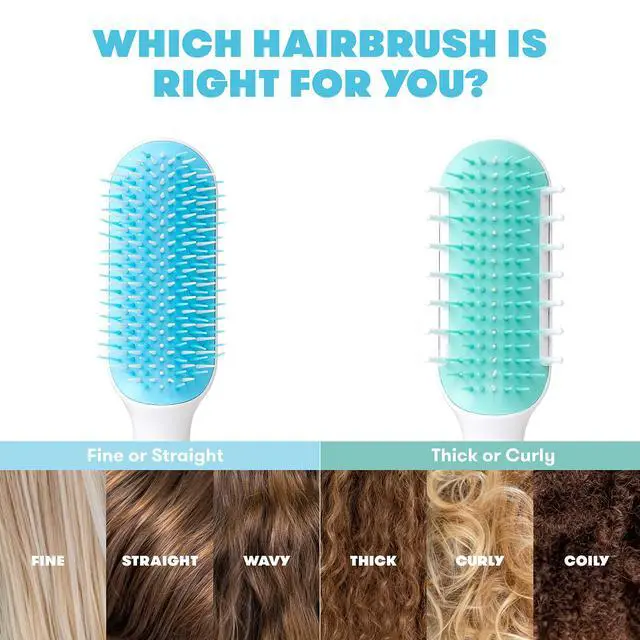 Alt view image 3 of 6 - Baby Detangling Hairbrush for Thick or Curly Hair, Toddler Hairbrush, Detangler Brush for Kids, Wide-Tooth Comb & Bristle Combo, Loosens Knots Without Tears or Breakage, Wet or Dry Use, Teal