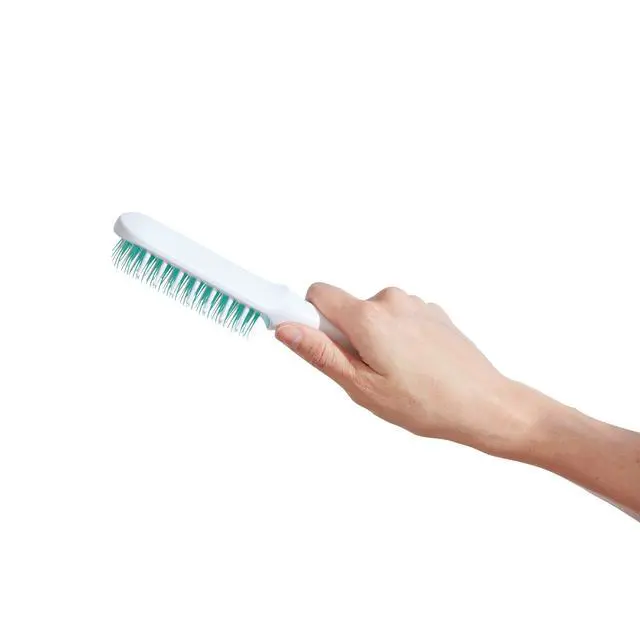 Alt view image 5 of 6 - Baby Detangling Hairbrush for Thick or Curly Hair, Toddler Hairbrush, Detangler Brush for Kids, Wide-Tooth Comb & Bristle Combo, Loosens Knots Without Tears or Breakage, Wet or Dry Use, Teal