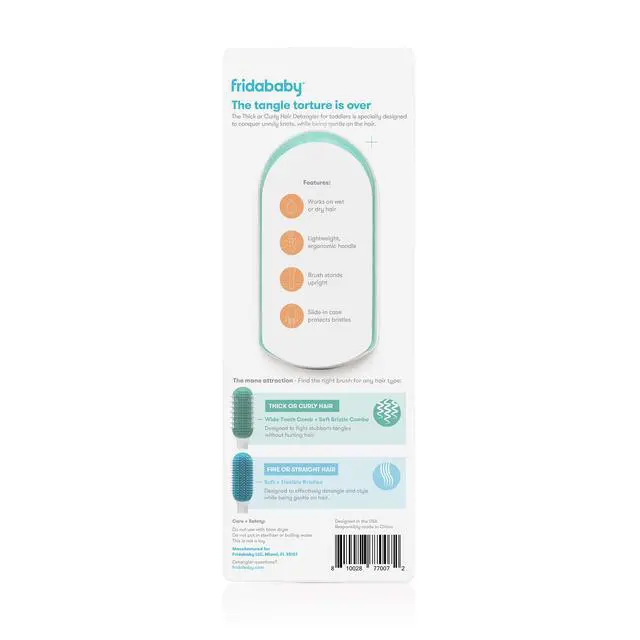 Alt view image 6 of 6 - Baby Detangling Hairbrush for Thick or Curly Hair, Toddler Hairbrush, Detangler Brush for Kids, Wide-Tooth Comb & Bristle Combo, Loosens Knots Without Tears or Breakage, Wet or Dry Use, Teal
