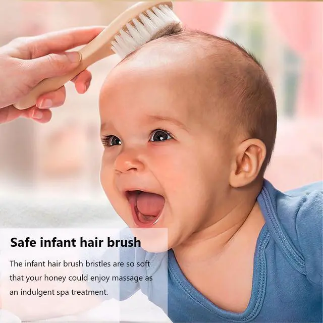 Alt view image 2 of 7 - Baby Goat Hair Brush and Comb Set for Newborns & Toddlers| Eco-Friendly Safe Brush | Natural Wooden Comb | Soft Bristles for Cradle Cap | Perfect Baby Shower and Registry Gift
