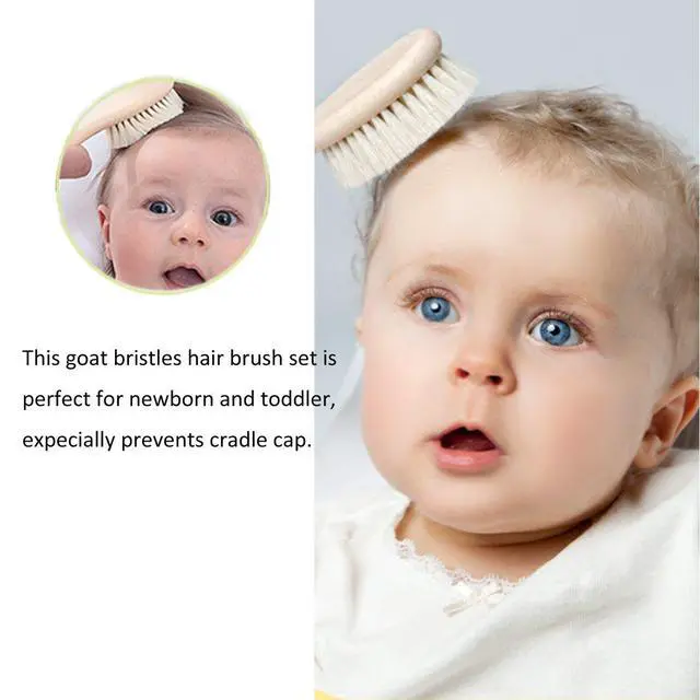 Alt view image 5 of 7 - Baby Goat Hair Brush and Comb Set for Newborns & Toddlers| Eco-Friendly Safe Brush | Natural Wooden Comb | Soft Bristles for Cradle Cap | Perfect Baby Shower and Registry Gift