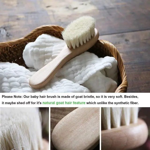Alt view image 7 of 7 - Baby Goat Hair Brush and Comb Set for Newborns & Toddlers| Eco-Friendly Safe Brush | Natural Wooden Comb | Soft Bristles for Cradle Cap | Perfect Baby Shower and Registry Gift