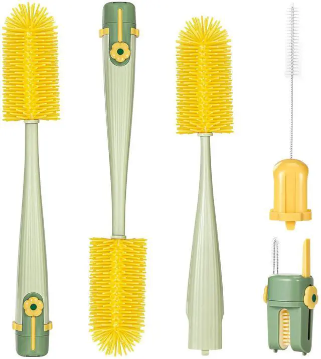 Main image of 2 Pack Baby Bottle Brush, 5 in 1 Travel Set, Green