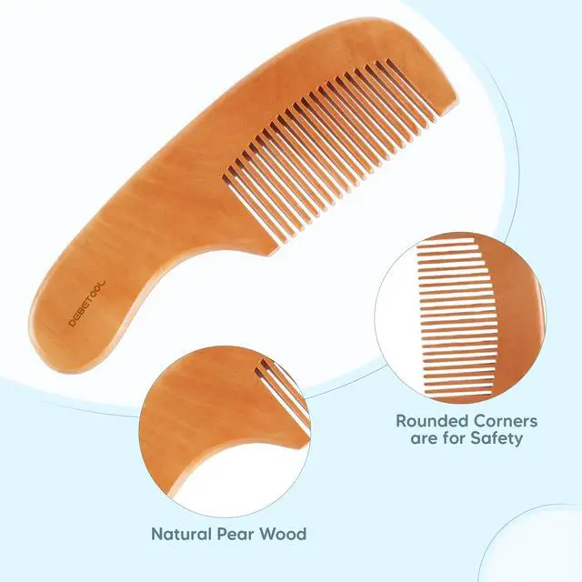 Alt view image 5 of 7 - Baby Hair Brush and Comb Set for Newborns & Toddlers - Wooden Baby Brush Set With Soft Goat Bristle and Toddler Comb, Ideal for Cradle Cap