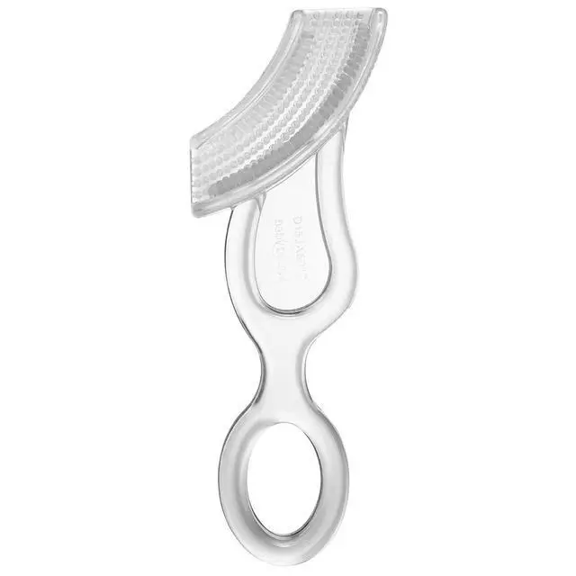 Alt view image 2 of 7 - Oral Care Babys First Toothbrush, Smooth Silicone Bristles Gently Clean Tender Teeth and Gums, for Ages 4+ Months, Clear, 1 Pack