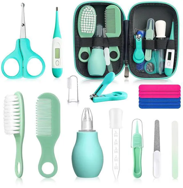 Main image of Baby Grooming Kit for Boys Girls Safety Newborn Nursery Essentials Grooming Set Gift for First-time Parents, Green 18 in 1