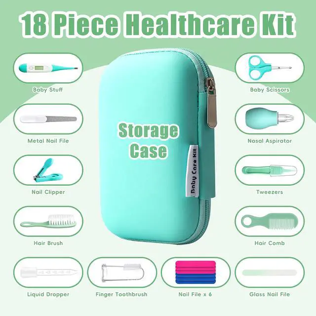 Alt view image 2 of 7 - Baby Grooming Kit for Boys Girls Safety Newborn Nursery Essentials Grooming Set Gift for First-time Parents, Green 18 in 1