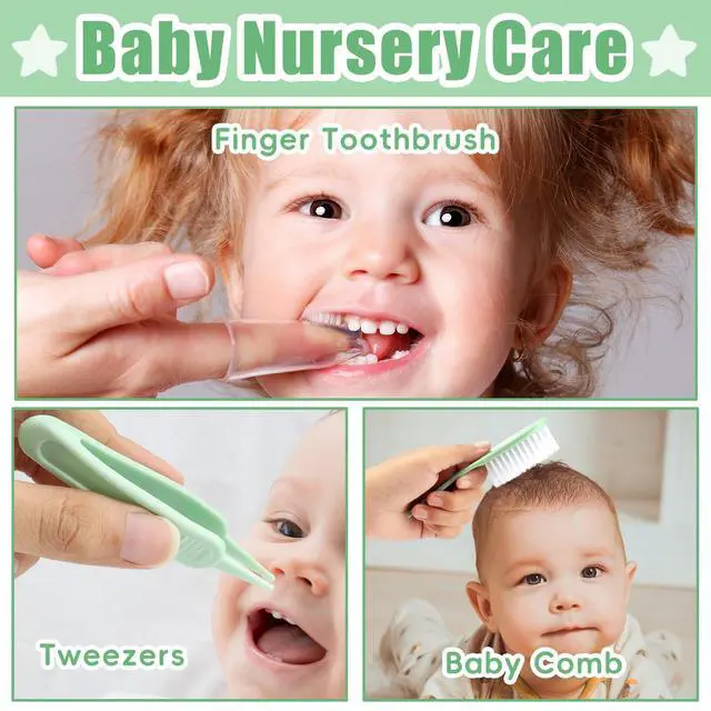 Alt view image 6 of 7 - Baby Grooming Kit for Boys Girls Safety Newborn Nursery Essentials Grooming Set Gift for First-time Parents, Green 18 in 1